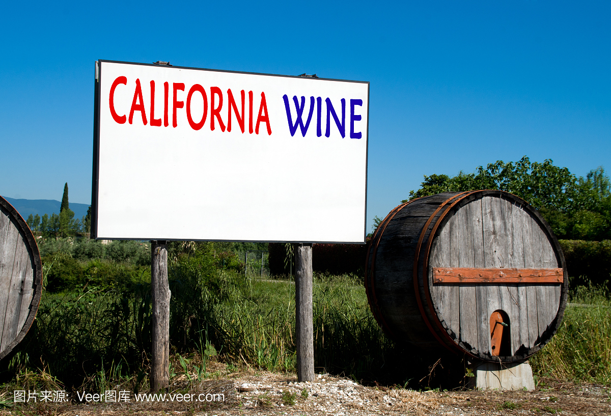 加州葡萄酒销售的广告牌